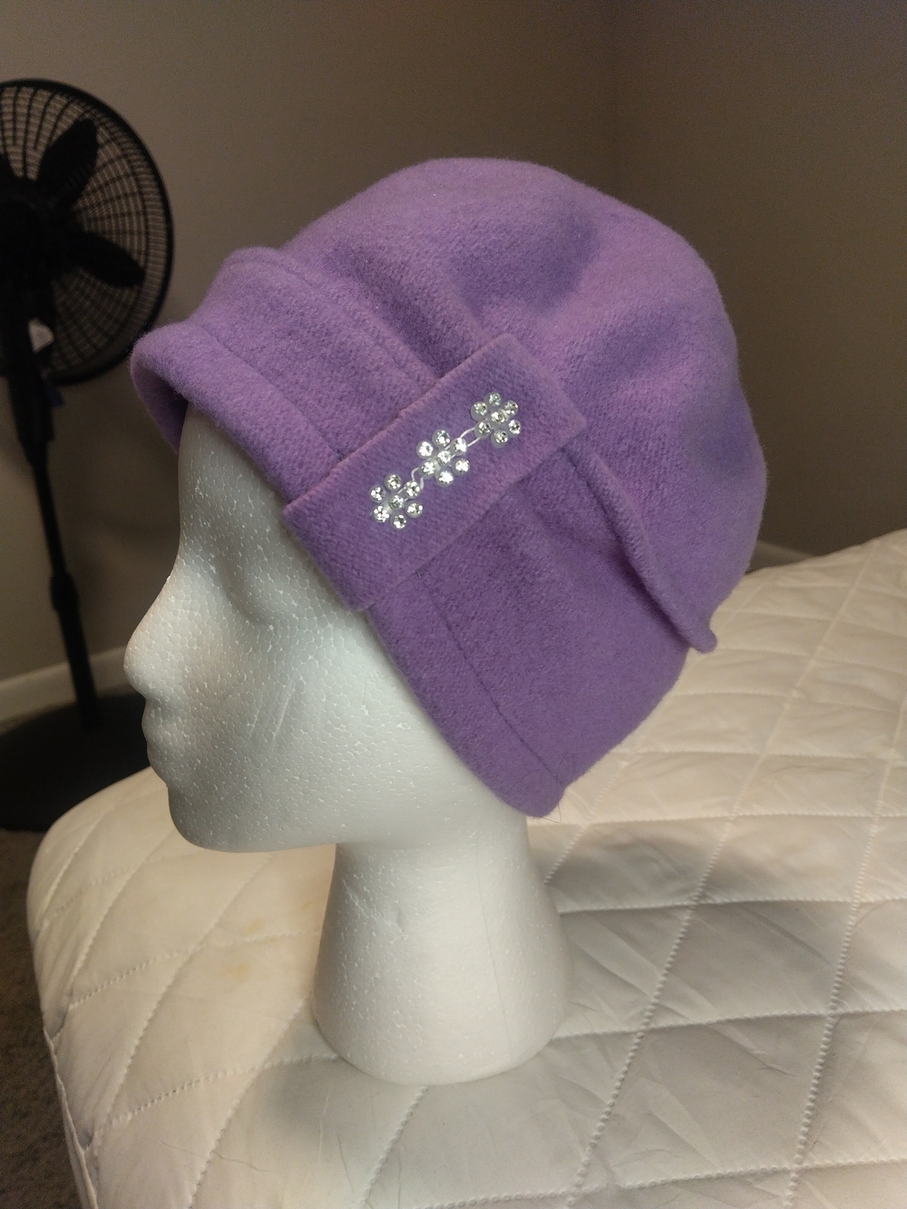 Tonak Vintage Lavender Women's 100%woolCloche Hat with Crystal Floral Accent